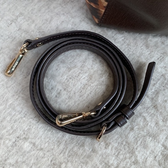 COACH Madison Mini North/South Colorblock Leopard/ Brown Saffiano Leather Tote - Picture 7 of 15